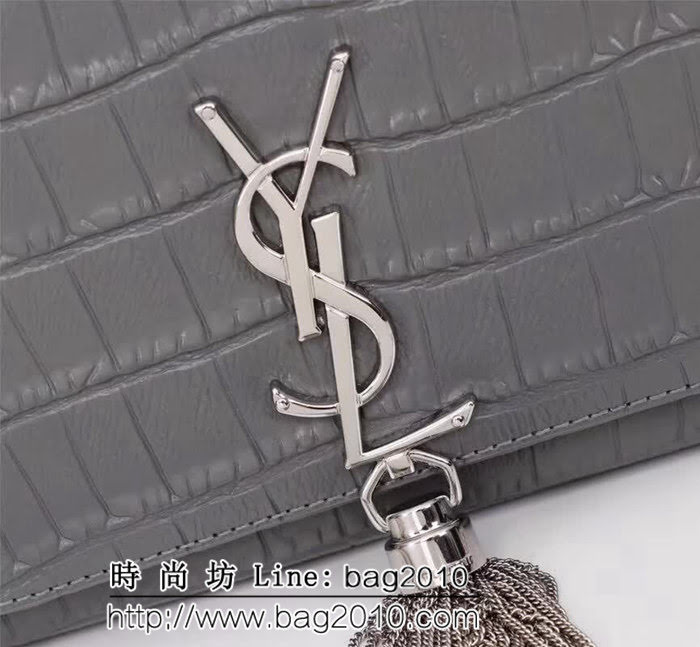 YSL聖羅蘭 專櫃原版鱷魚牛皮 鏈條流蘇單肩小包 F311224 YAS1161